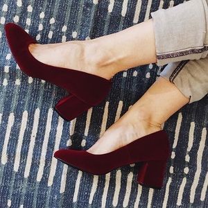 Nine West Velvet Block Heel